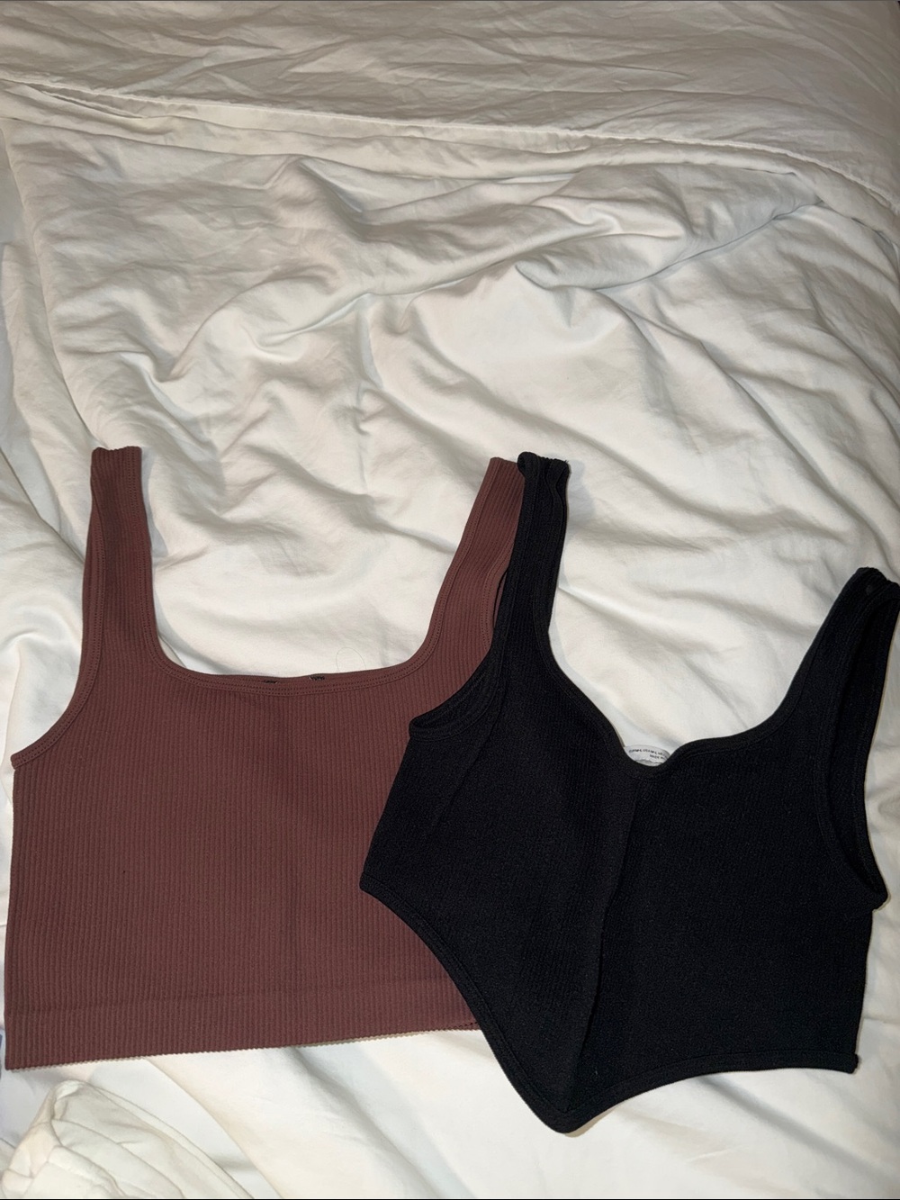 Zara Terez Black and Brown Ribbed Crop Tops